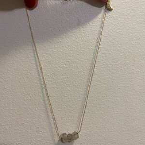 Gold-Tone Necklace with Three Clear Faceted Beads